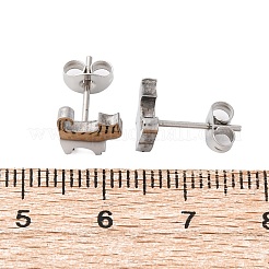 変色しにくい304ステンレススチールスタッドピアス  低刺激性のイヤリング  ピアスキャッチ/ピアスバックキャッチ付き  猫  ステンレス鋼色  8x8mm  ピン：0.8mm&nbsp;X-EJEW-F227-06P