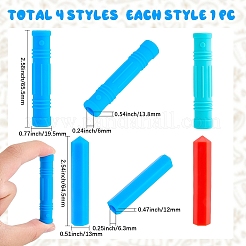 シリコン鉛筆キャップ4種類4個  コラム  ミックスカラー  64.5~65.5x13~19.5x13~13.8mm  穴：6~6.5mm  1個/スタイル&nbsp;AJEW-GF0011-51B