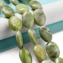 天然の南部翡翠ビーズ連売り  フラットオーバル  18~18.5x13~13.5x6~6.5mm  穴：1.2mm  約11個/連  7.76インチ（19.7cm）&nbsp;G-P528-M07-01