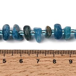 天然ブルーアパタイトビーズ連売り  ナゲット  シードビーズで  8~10.5x8~10x2~4.5mm  穴：1mm  約73~75個/連  15.35''（39センチメートル）&nbsp;GG-CBAC13F-E01-01
