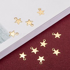 304ステンレススチールチャーム  スター  24KGP本金メッキ  8.4~9x7x0.6~0.7mm  穴：1.2mm&nbsp;STAS-F159-43G