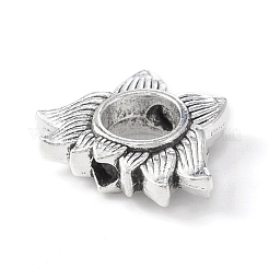 チベットスタイル合金ビーズフレーム  花  アンティークシルバー  14.5x20x5mm  穴：2.5mm&nbsp;TIBE-WH0002-10AS