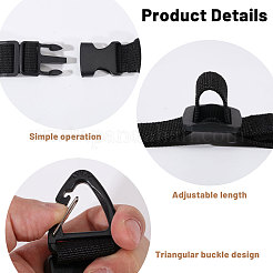 PPプラスチック収納結束ストラップ  フック付き  ブラック  225x25.5~32x13.5mm&nbsp;FIND-WH0816-220B