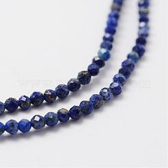 天然石ラピスラズリビーズ連売り  多面カット  ラウンド  2mm  穴：0.5mm  約162~175個/連  36~37cm&nbsp;G-K185-01