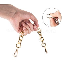 バッグストラップチェーン  アズキチェーンと合金スイベルクラスプ付き  バッグストラップ用交換アクセサリー用  ライトゴールド＆プラチナ  316mm  リンク：23x19x4mm  クラスプ：41.5x16x5mm&nbsp;FIND-PH0015-74