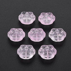 透明焼付塗料ガラスビーズ  足跡  ピンク  13.5x15x8.5mm  穴：1.2mm&nbsp;LS-GLAA-S190-021-A03