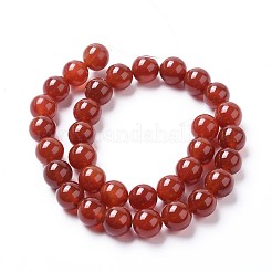 天然石瑪瑙ビーズ連売り  染め  ラウンド  レッド  12mm  穴：1.4mm  約32個/連  15.16インチ（38.5cm）&nbsp;G-I261-B01-12mm