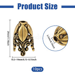 合金ビーズキャップ2袋  花  アンティーク黄金  29x18.5~19mm  穴：3.7~3.8mm  5個/袋&nbsp;FIND-PH0038-39AG