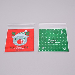 クリスマステーマ長方形opp粘着クッキーバッグ  パッキングバッグを焼くため  環境に優しい  レッド  鹿の模様  129~152x98~100x0.05~0.3mm&nbsp;OPP-SZC0001-02E