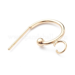 304ステンレススチールハーフフープピアス  24KGP本金メッキ  15.5x12.5x2.4mm  ピン：0.7mm&nbsp;LS-STAS-Z028-B02-G