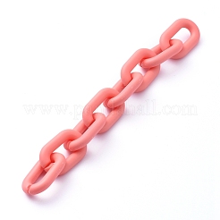 手作りアクリルアズキチェーン  オーバル  ジュエリー作りのための  鮭色  31x19.5x5.5mm  39.37インチ（1m）/連&nbsp;AJEW-JB00630-01
