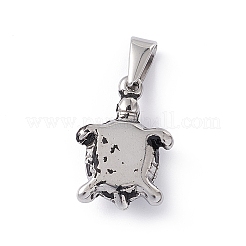 304ステンレスペンダント  亀のチャーム  アンティークシルバー  20.5x14x5.5mm  穴：3.2x7mm&nbsp;STAS-G285-03AS