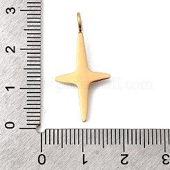 304ステンレススチールラインストーンペンダント  スター  イオンプレーティング（ip）  18KGP本金メッキ  27.5x13.5x5mm  穴：3.2mm&nbsp;STAS-B094-19G