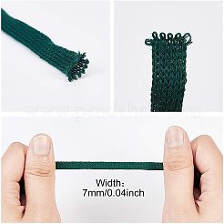 かぎ針編みバッグ用の平たいポリエステルコード  編み込みかぎ針編みコード  濃い緑  7x1mm  約100m /ロール&nbsp;OCOR-GA0001-01