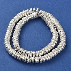 電気メッキされた天然溶岩岩ビーズ連売り  ディスク  ヒシビーズ  銀メッキ  8~8.5x3mm  穴：1.8mm  約127個/連  15.94''（40.5センチメートル）&nbsp;G-I360-A03-04