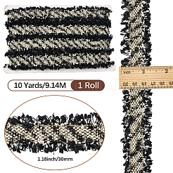 ポリエステルレーストリム  刺繍アップリケ  DIYコスチューム縫製クラフト用  ブラック  1-1/8インチ（30mm）&nbsp;OCOR-WH20003-25A