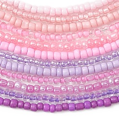 3mmグラデーションカラーガラスシードビーズチョーカーネックレス（女性用）  プラチナ  ピンク  14.76~14.96インチ（37.5~38cm）  12個/セット&nbsp;NJEW-JN05877
