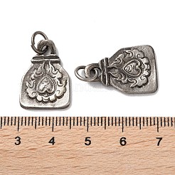チベットスタイルの真鍮ペンダント  カドミウムフリー＆鉛フリー  火の入った鍋  アンティークシルバー  21x14.5x1.5mm  穴：5mm&nbsp;KK-M284-28AS