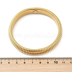 304ステンレススチールフラットスネークチェーンブレスレット  ストレッチブレスレット  ゴールドカラー  内径：2-1/2インチ（6.3cm）  ワイド：12mm&nbsp;BJEW-B076-01G