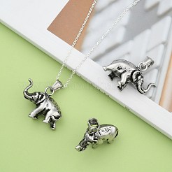 レトロ 316 サージカルステンレススチール 象のペンダント  アンティークシルバー  24.5x32x11mm  穴：5x9mm&nbsp;STAS-E096-15AS