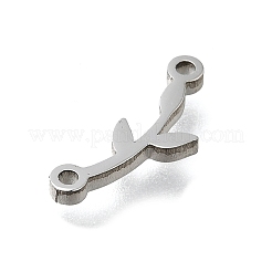 304ステンレススチールコネクターチャーム  リーフリンク  ステンレス鋼色  5.5x14.5x1.5mm  穴：1.2mm&nbsp;STAS-U041-06P