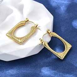 女性用304ステンレスフープピアス  イオンプレーティング（ip）  長方形  18KGP本金メッキ  24.5x17x3mm&nbsp;EJEW-L296-084G