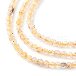 天然シトリン（加熱）ビーズ連売り  ラウンド  多面カット  2mm  穴：0.6mm  約174個/連  15.55''（39.5センチメートル）&nbsp;G-RM2025-A09-2mm