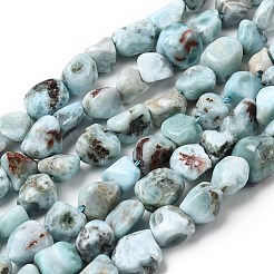 天然石ラリマービーズ連売り  ナゲット  タンブルストーン  8~11x6.5~10x5.5~8.5mm  穴：1mm  約22~23個/連  7.87''（20センチメートル）&nbsp;G-B161-B10