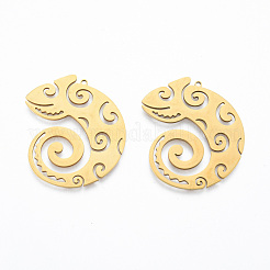 ステンレスペンダント201個  トカゲ  18KGP本金メッキ  38x33x1mm  穴：1.4mm&nbsp;STAS-N090-LA927-2