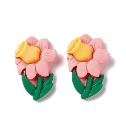 スプレープリント樹脂カボション  DIYアクセサリー  花の混合形状  ミックスカラー  22~25x16~21x5~7mm&nbsp;RESI-G031-24