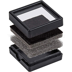 プラスチックジュエリーセットボックス  内側のベルベットと  正方形  ブラック  4x4x1.5cm&nbsp;OBOX-BC0001-03
