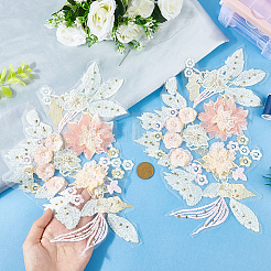 レース刺繍縫製繊維  DIYアクセサリー  花の布パッチ  淡緑色  300x220x7mm&nbsp;PATC-WH20021-001C