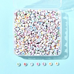 111g クラフトアクリル横穴文字ビーズ  フラットラウンド  ミックスカラー  6~7x3.5~4mm  穴：2mm  800個/ 111g&nbsp;SACR-FS0001-35