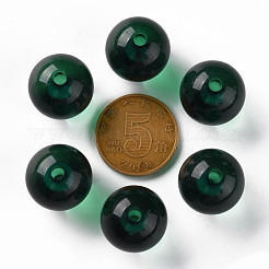 透明なアクリルビーズ  ラウンド  グリーン  16x15mm  穴：2.8mm&nbsp;X-MACR-S370-A16mm-735