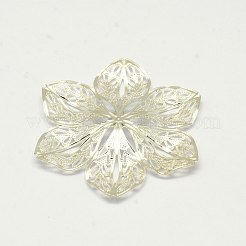 真鍮製フィリグリー透かしコネクター  花  ゴールドカラー  42x42x4mm&nbsp;X-KK-E710-75G