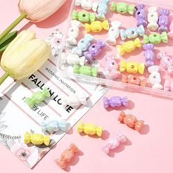 UVメッキ不透明アクリルビーズ40個。  虹色の  心のキャンディー  ミックスカラー  13x29x14mm  穴：3.5mm&nbsp;OACR-FS0002-27