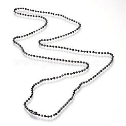 304ステンレススチールボールチェーンネックレス  ガンメタ色  29.5インチ（75cm）x2.3mm&nbsp;MAK-R012-02B