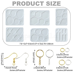 DIY イヤリング作り用の六角形、菱形、三角形、楕円形のペンダント シリコン型  ゴールデン＆シルバー  6~109x6~98x0.7~5.8mm  穴：1.8~6.5mm&nbsp;DIY-YW0009-86