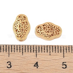 925スターリングシルバービーズ  菱形  中空  18KGP本金メッキ  9.5x6.5x2.5mm  穴：1.2mm&nbsp;STER-P060-36G