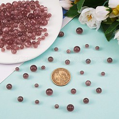 DIYラウンドキャットアイビーズブレスレット作成キット  丸いキャットアイビーズを含む  伸縮性のある糸  ロージーブラウン  ビーズ：175個/セット&nbsp;DIY-SZ0006-56B