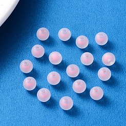 透明なアクリルビーズ  艶消し  二層ビーズ  ラウンド  ピンク  8x7.5mm  穴：2mm  約100個/袋&nbsp;TACR-YW0001-02G