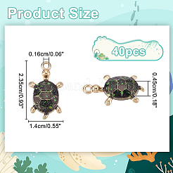 40本プリントアロイペンダント  エナメル  カメ  ライトゴールド  ブラック  23.5x14x4.5mm  穴：1.6mm&nbsp;FIND-NB0004-64