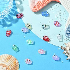 14個14色ガラスビーズ  手描きビーズ  魚  ミックスカラー  14~15x10x5~6mm  穴：1.2mm  1pc /カラー&nbsp;LAMP-CJ0002-11