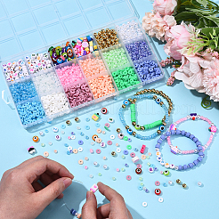 DIYジュエリー作りパーツキット  シードビーズを含む  手作りポリマー粘土、アクリル、CCB、樹脂ビーズ  混合図形  ミックスカラー  4~12x4~10x1~6mm  穴：1.3~2mm&nbsp;DIY-YW0012-43