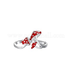 女性用真鍮エナメルカフオープンリング  キノコ  プラチナ  10.8mm  内径：18.2mm&nbsp;WG7A357-01