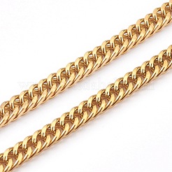 304ステンレススチールダイヤモンドカットキューバンリンクチェーンネックレス  カニカン付き  ゴールドカラー  22.20インチ（56.4cm）&nbsp;NJEW-JN03367-03