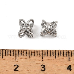 真鍮ダブルビーズキャップ  花  プラチナ  7x6.5x6mm  穴：2.2mm&nbsp;KK-K374-23P