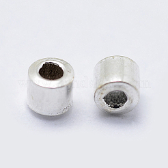 変色防止ロジウムメッキ スターリングシルバー クリンプビーズ 925 個  チューブ  プラチナ  2x2mm  穴：1mm&nbsp;STER-G027-20P