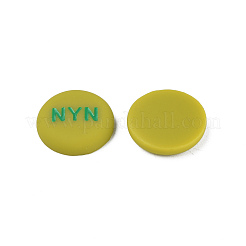 アクリルエナメルカボション  nyn という単語を含むフラット ラウンド  黄緑  21x5mm&nbsp;KY-N015-204C