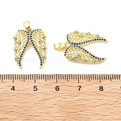 真鍮のマイクロ舗装キュービックジルコニアペンダント  カドミウムフリー＆ニッケルフリー＆鉛フリー  18KGP本金メッキ  21x16x3mm  穴：4.5x2.5mm&nbsp;KK-M325-11G
